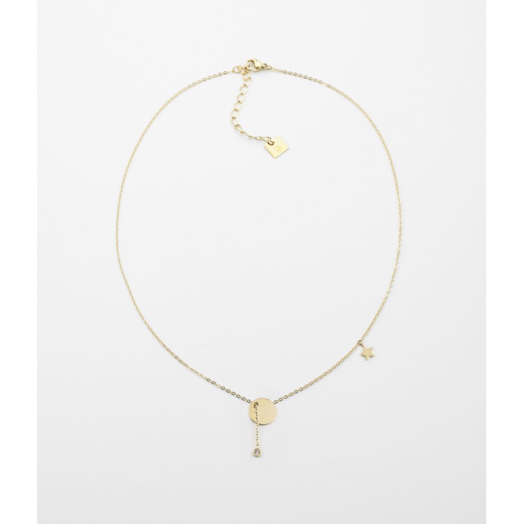 Collier Zag chaînette en acier doré à l’or fin