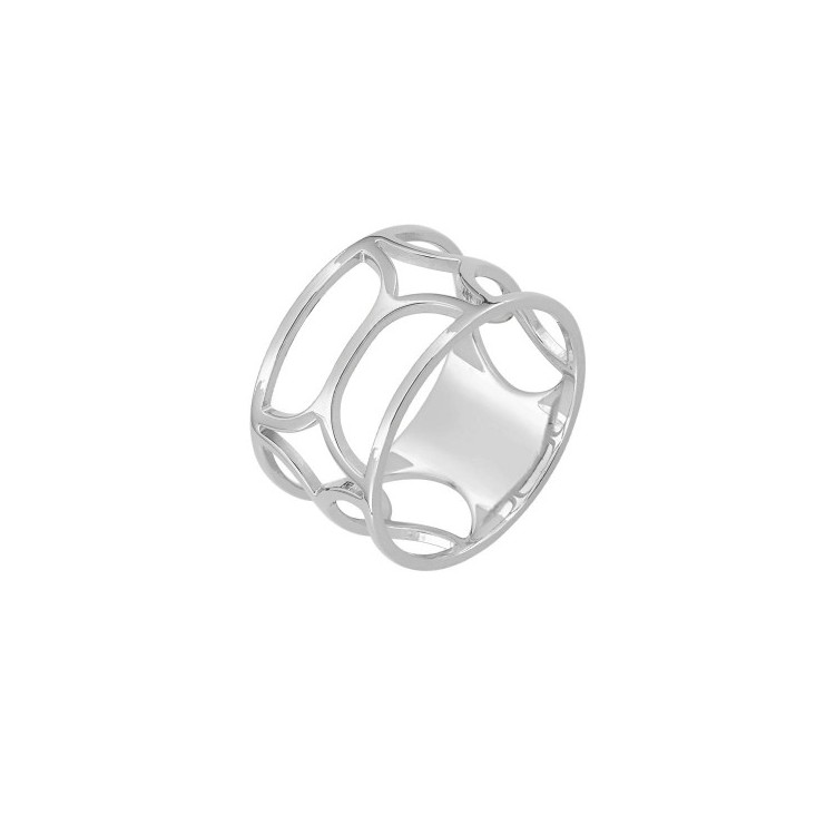 Bague graphique argent rhodié