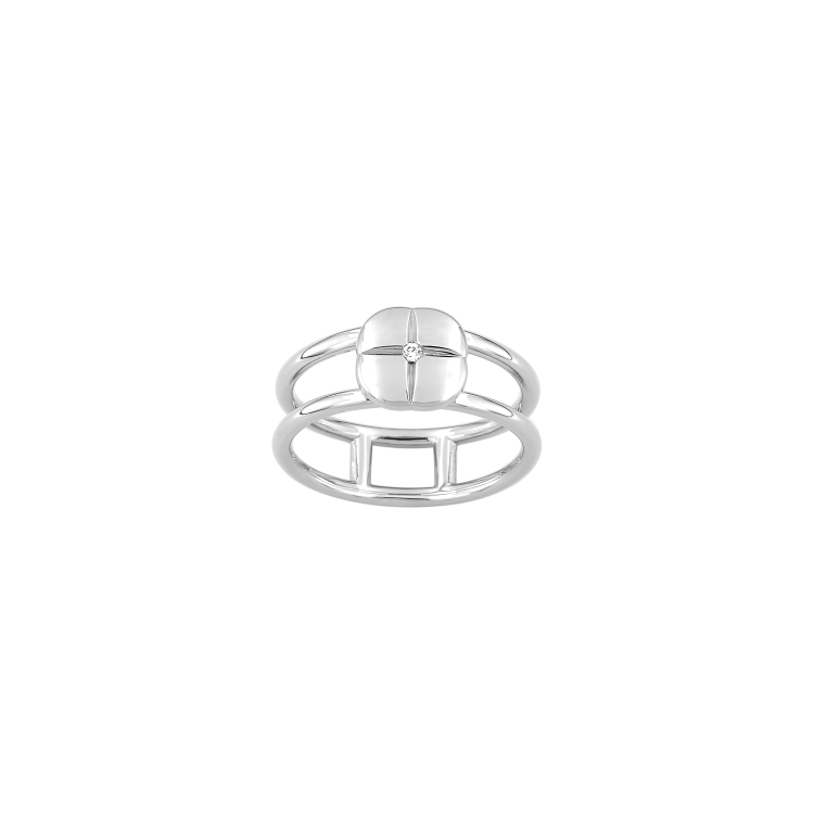 Bague Graphique en argent 925 rhodié et oxyde de zirconium