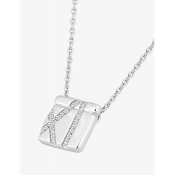 Collier carré argent rhodié & oxydes de zirconium