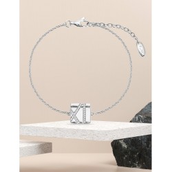 Bracelet carré argent rhodié & oxydes de zirconium