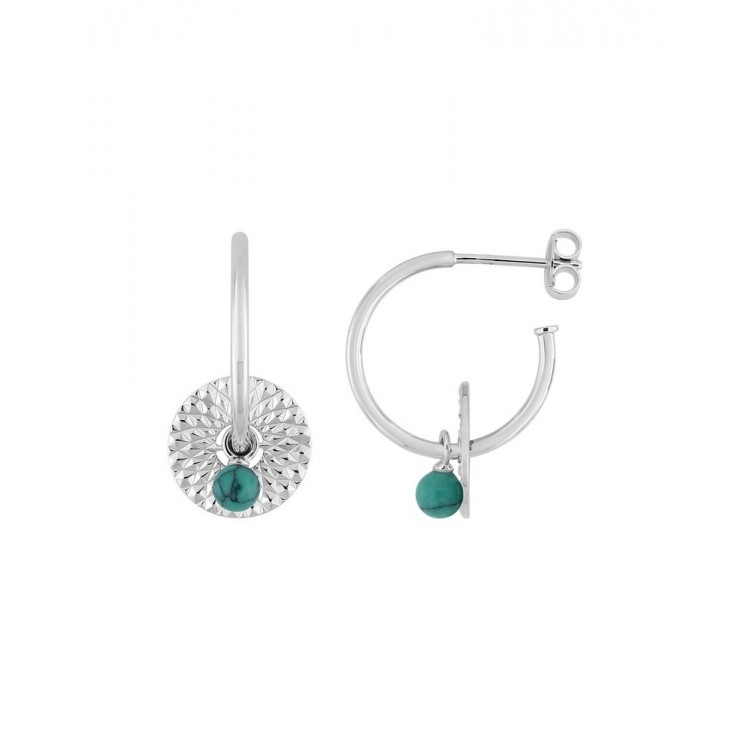 Boucles d'oreilles Aventure argent rhodié avec turquoise