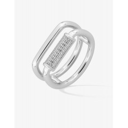 Bague Graphique argent rhodié et oxydes de zirconium blancs