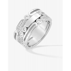 Bague Graphique argent 925 rhodié et oxydes de zirconium