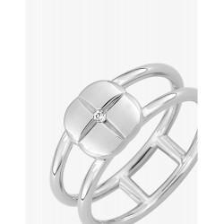 Bague Graphique en argent 925 rhodié et oxyde de zirconium