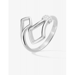 Bague Royale en argent 925 rhodié, oxydes de zirconium