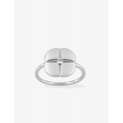 Bague Graphique argent 925 rhodié et oxyde de zirconium