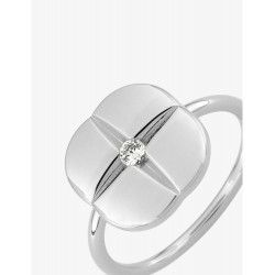 Bague Graphique argent 925 rhodié et oxyde de zirconium