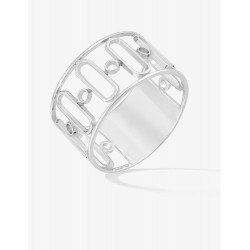 Bague Graphique en argent rhodié