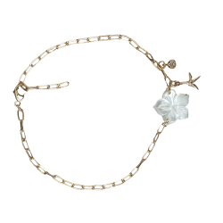 Bracelet plaqué or fleur nacre