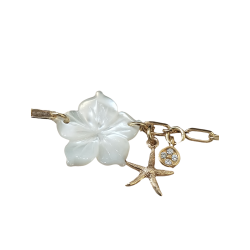 Bracelet plaqué or fleur nacre