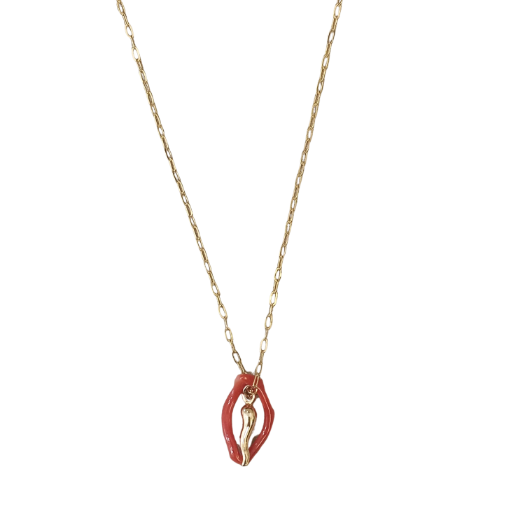 Collier chaine en plaqué or et corail