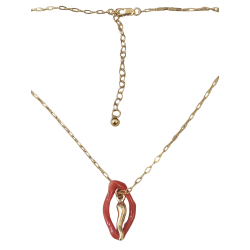 Collier chaine en plaqué or et corail