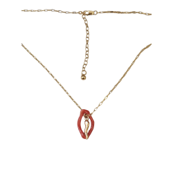 Collier chaine en plaqué or et corail