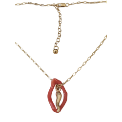 Collier chaine en plaqué or et corail