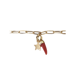 Bracelet charms en plaqué or et corail