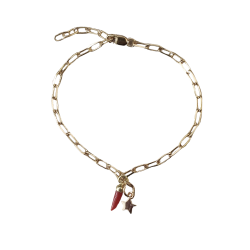 Bracelet charms en plaqué or et corail