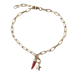 Bracelet charms en plaqué or et corail