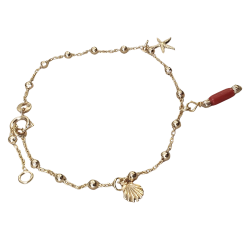 Bracelet charms en plaqué or et corail