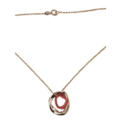 Collier en plaqué or anneau corail