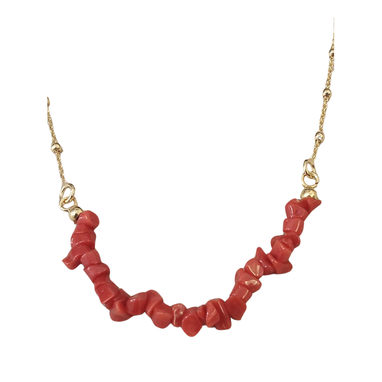 Collier en plaqué or et corail