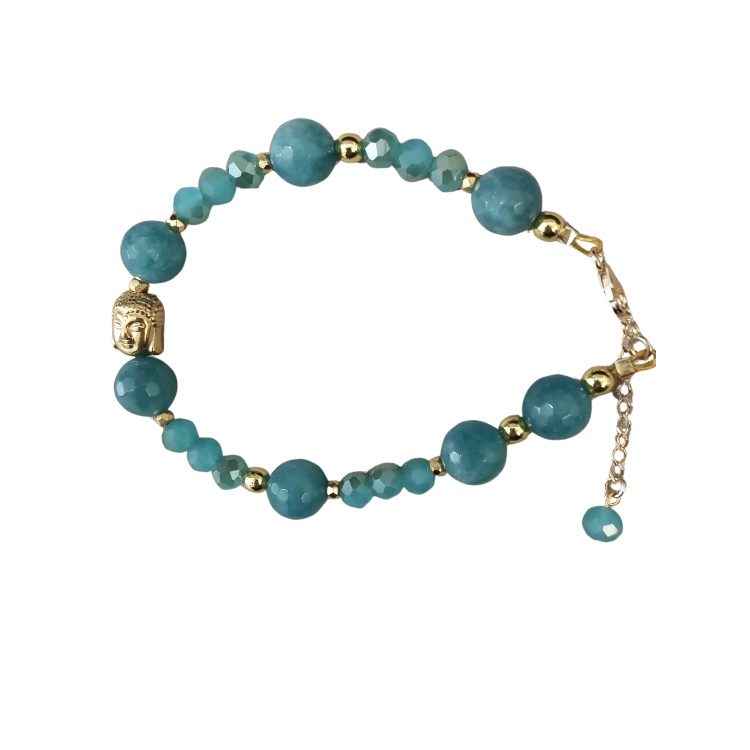 Bracelet Bouddha en plaqué or et Apatite